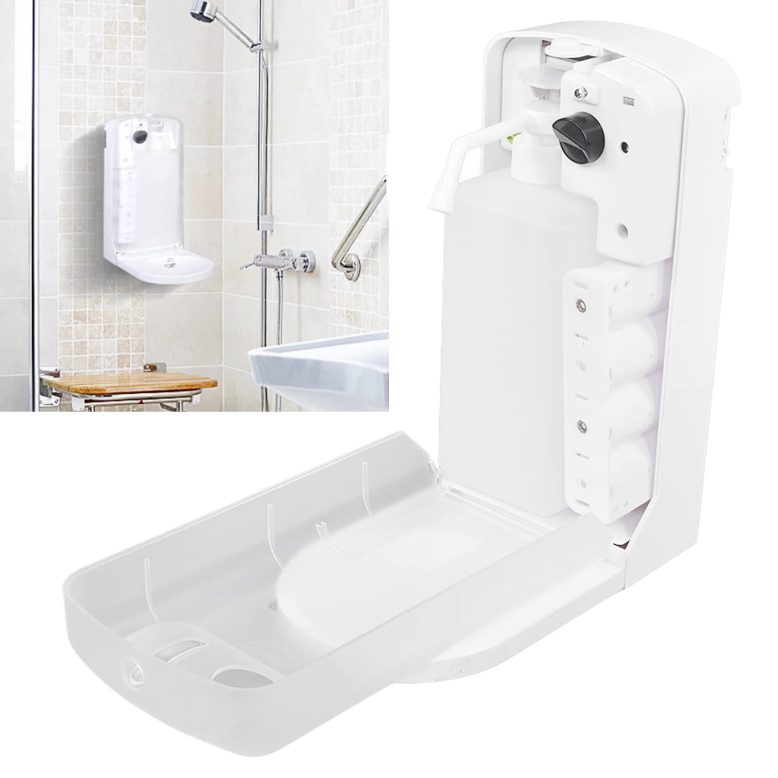 Wakects Automatischer Handseifenspender, ABS-Infrarotsensor, Berührungsloser Handseifenspender, 1000 Ml, Wandmontage oder Desktop mit Abtropfschale für Küche, Badezimmer, Büro, Hotel