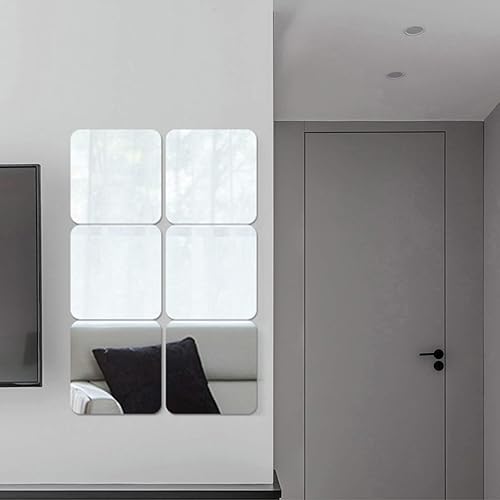 Miniatura 4 de iCAGY Lámina de espejo acrílica autoadhesiva para decoración del hogar, no de vidrio, grosor de 0.08 pulgadas (0.079 in), cuadrado de 12 x 12