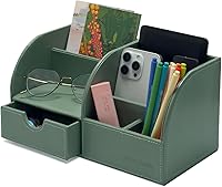 Vista 14 de UnionBasic Organizador de escritorio, Organizador de escritorio multifuncional de cuero para oficina, soporte para bolígrafos - Caja