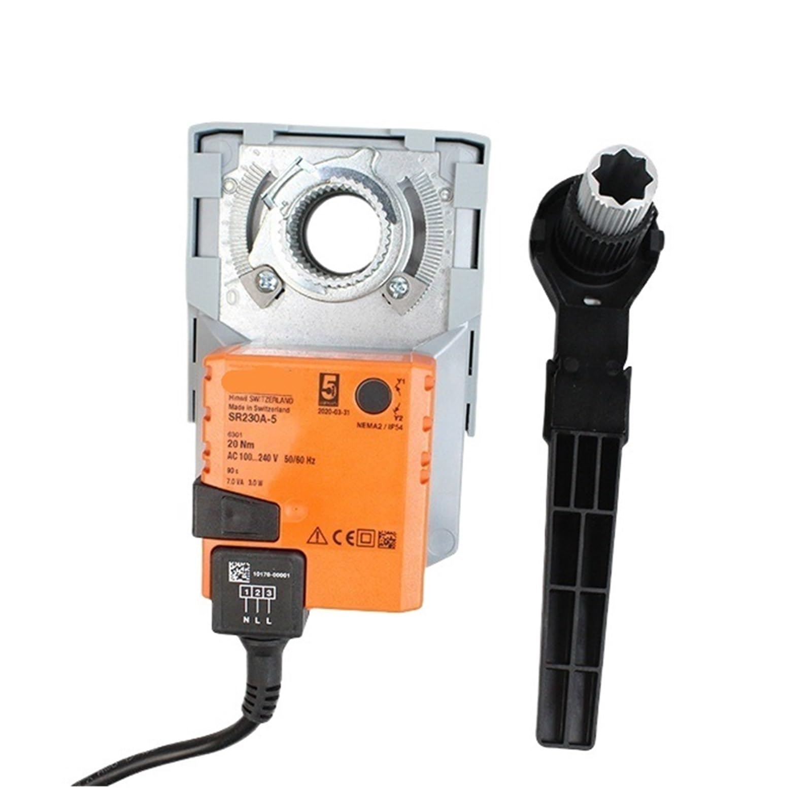 HEXEH Actionneur d'amortisseur SR230A-5 AC230V 20NM Actionneur Rotatif Ouvert-fermé for vannes rotatives HAVC(SR230A)