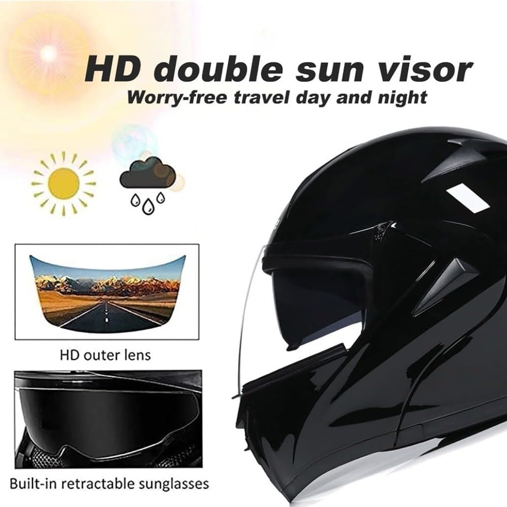 Casco de Moto Modular con Bluetooth Slot Integrado, ECE Homologado Casco Integrales Moto Jet Scooter para Mujer Hombre Adultos,con Doble Visera