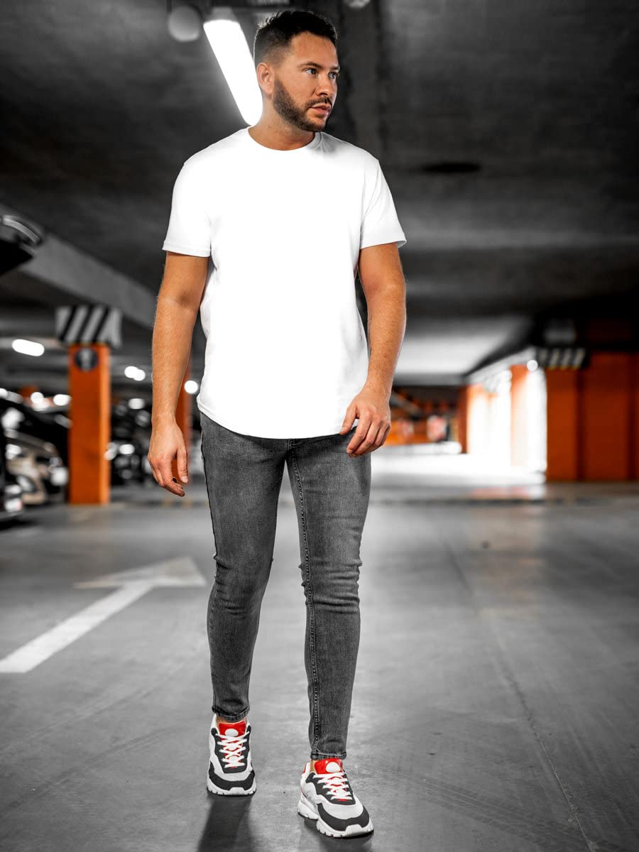 BOLF Hombre Pantalón Vaquero Jogger Denim Jeans de Algodón Sombreado Pantalón de Mezclilla Regular fit Trousers Outdoor Ocio Estilo Diario Mix 6F6