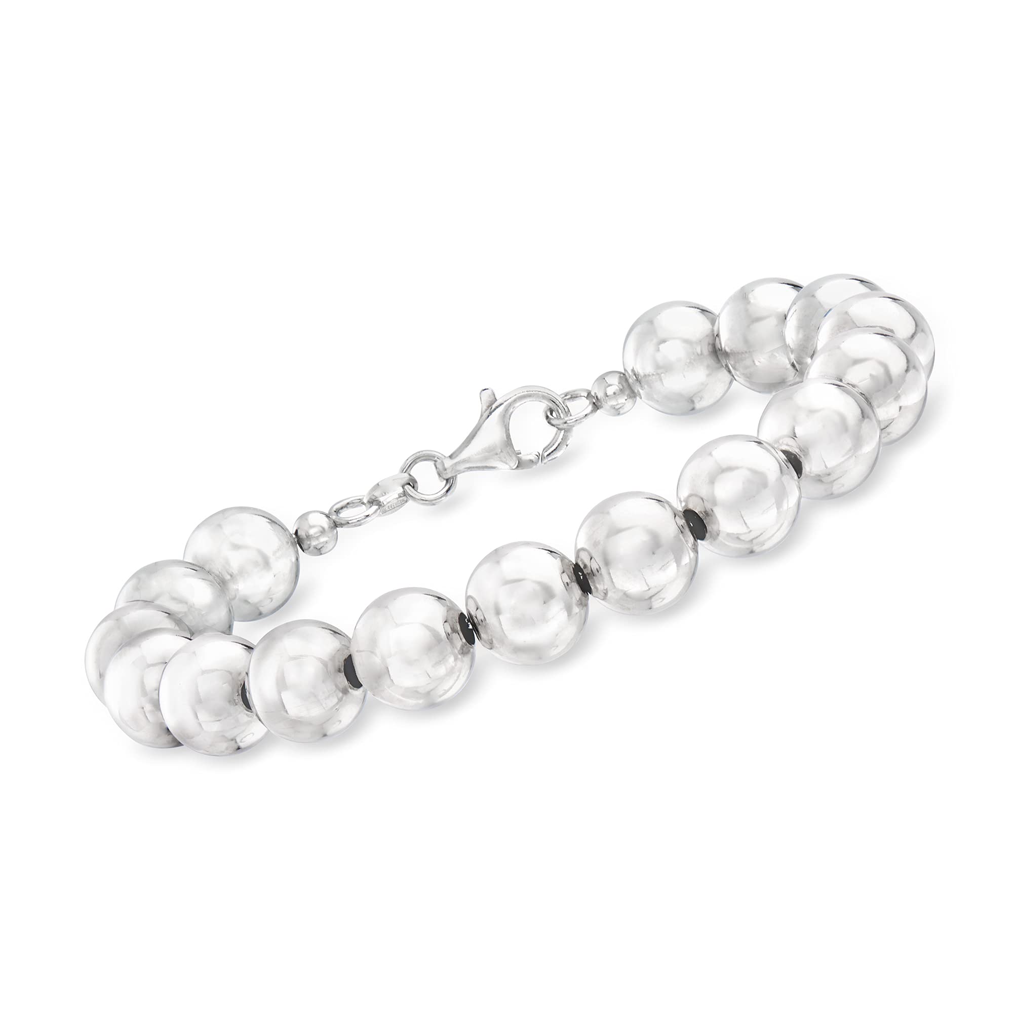 Ross-Simons Italian 10mm Sterling Silver Bead Bracelet. 7.5 inches