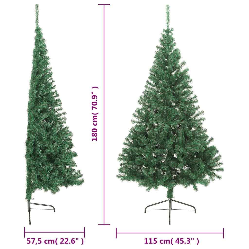 Albero di Natale Artificiale in PVC con Supporto, Semicerchio Extra Denso, Riutilizzabile, Albero di Natale a Metà, Christmas Tree, per Interni ed Esterni Riparati, Verde, 180 cm, 465 Rami