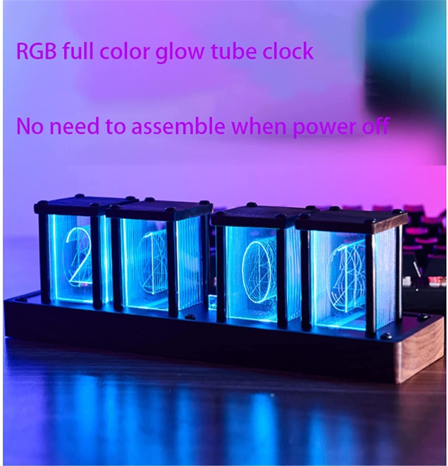 Cyfrowy zegar lampowy RGB LED, DIY zasilany przez USB, ozdoba na biurko, elegancki prezent dla ukochanej osoby, urodziny