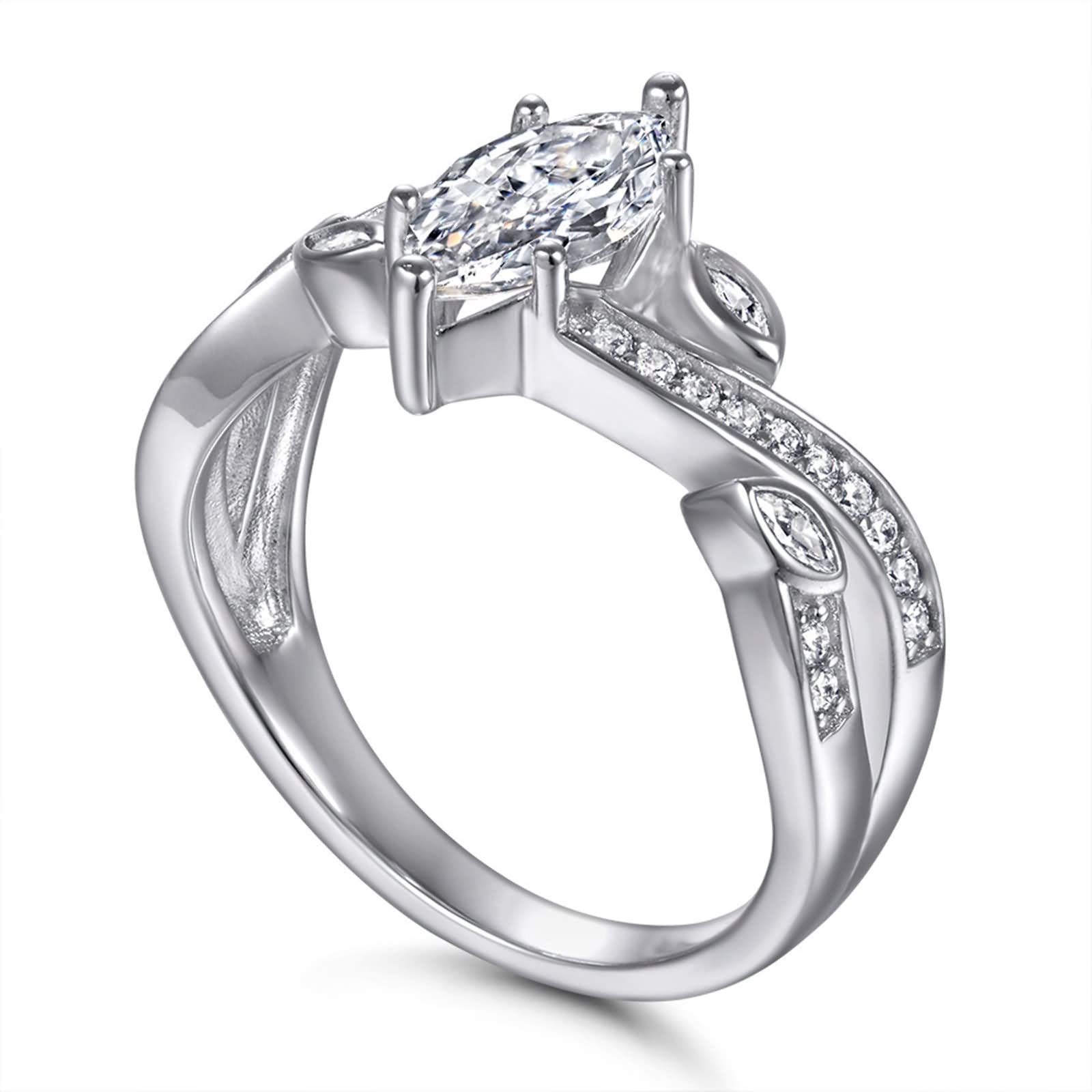 Anello in argento da donna grande, set di gioielli da donna, occhio di cavallo, in argento Sterling, per San Valentino