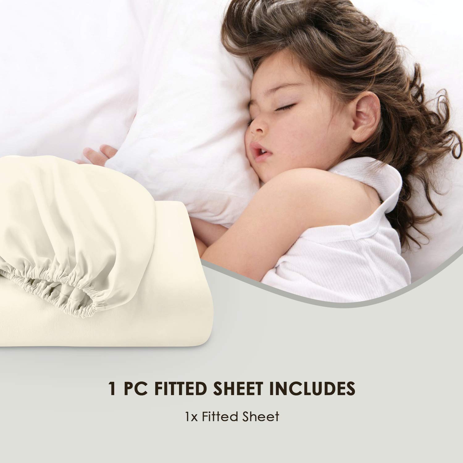 Pizuna Pure Combed Cotton Fitted Sheet Ivory, 600 Thread Count 100% Long Staple Cotton King Size Fitted Sheet 160x200 cm - Image 4