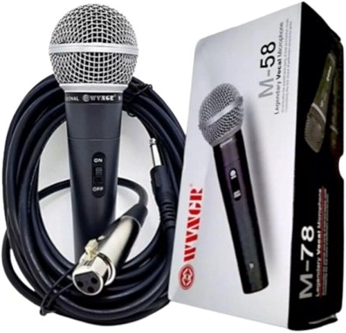 Microfone Dinamico Com Cabo 5M Profissional Sm-58 Wvngr Amplificador/Karaokê/Conferências