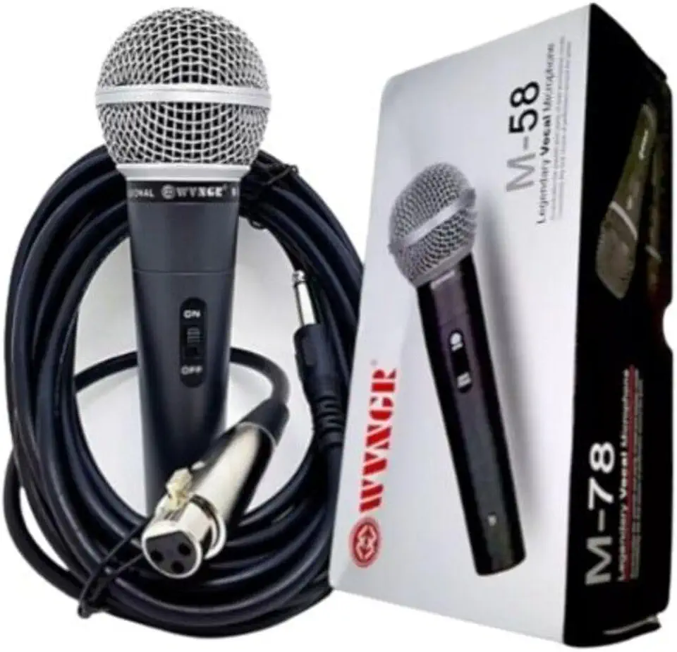 Microfone Dinamico Com Cabo 5M Profissional Sm-58 Wvngr Amplificador/Karaokê/Conferências