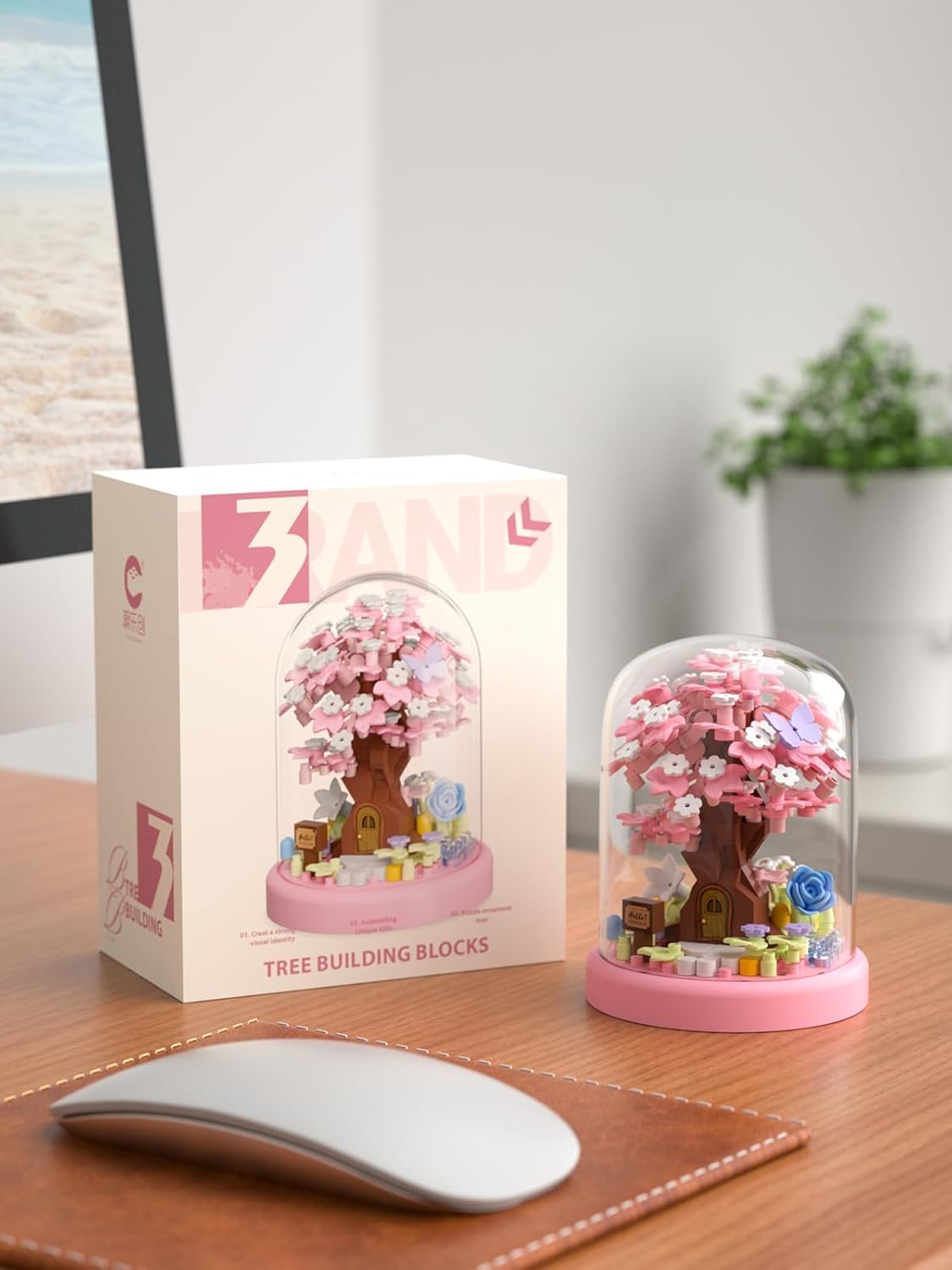 Spring Cherry Blossom Tree House Bonsai Tree House Building Toy Flowers Set Ideas Building Blocks Complete with Dust Cover