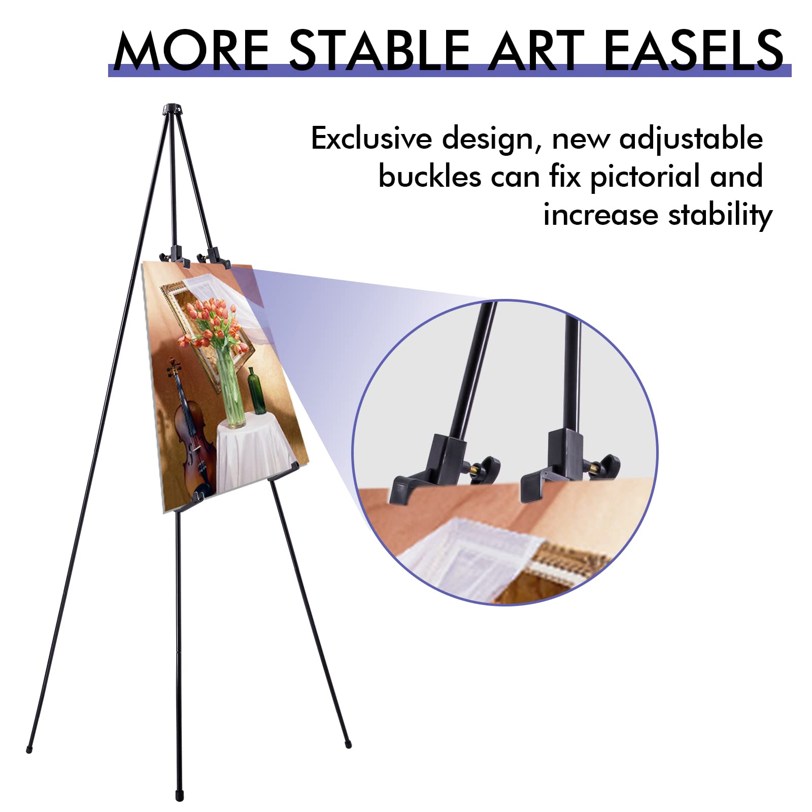 NICEOVIC Caballete Para Exhibición, Caballete De 63 Pulgadas Para Cartel De Boda Y Soporte De