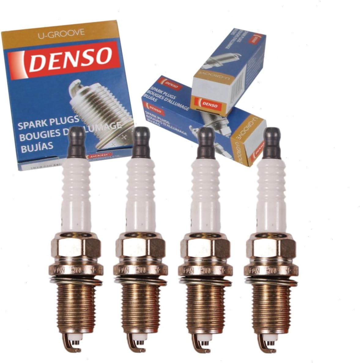 4 pc DENSO Standard U-Groove Spark Plugs compatible with Toyota Corolla 1.8L L4 2000-2008
