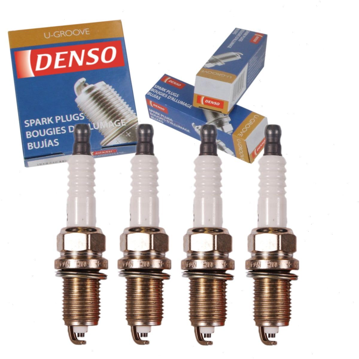 4 pc DENSO Standard U-Groove Spark Plugs compatible with Toyota Corolla 1.8L L4 2000-2008