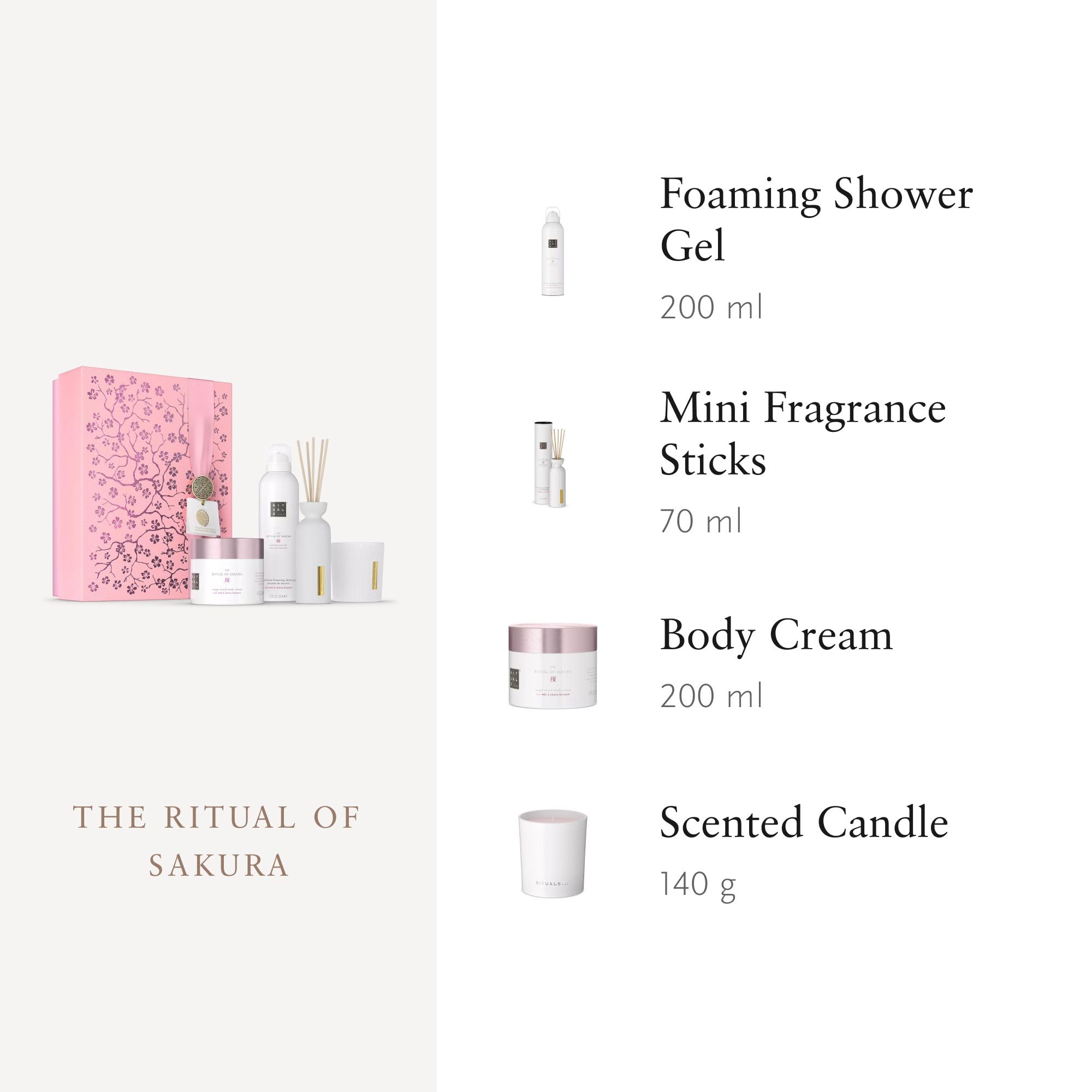 RITUALS Cofanetto regalo donna The Ritual of Sakura, Large – Set regalo donna con prodotti per la cura del corpo – Set bagno nutriente arricchito con latte di riso e fiore di ciliegio