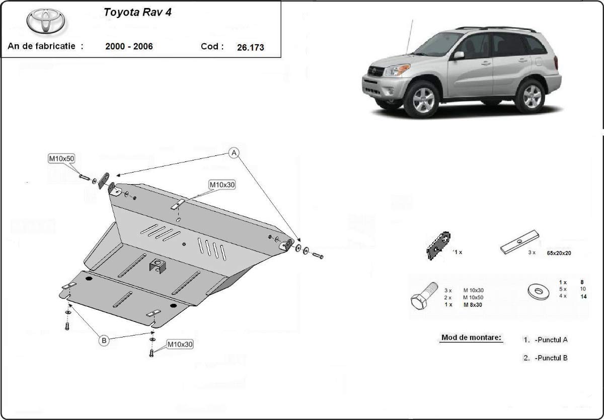 Protezione sottoscocca in acciaio Scut Protection per motore compatibile con Toyota Rav4 (2000-2006) Scut Protection