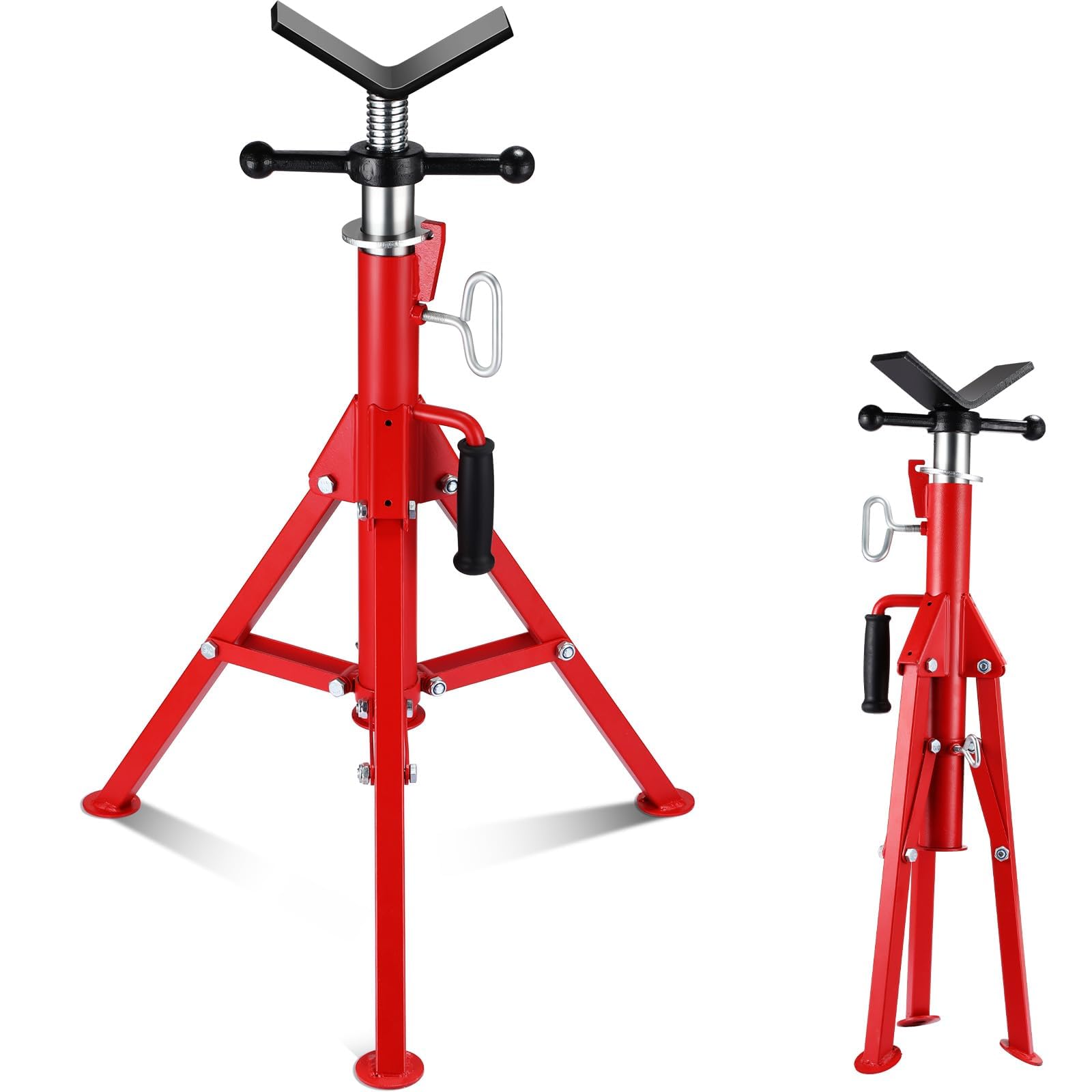 Garvee Support de Tuyau V-Head Robuste rougeur – Hauteur réglable 71-132 cm – Capacité réelle 1134 kg (2500 LB) – Trépied Pliable en Acier pour Soudure et Filetage – Convient tuyaux 1/2''-12'' –