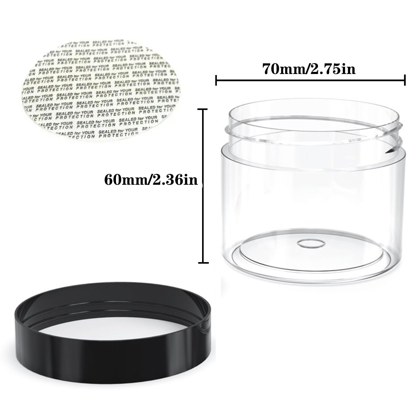 50 tarros de plástico de 4 onzas con tapas, recipientes redondos transparentes para cosméticos, tarros de almacenamiento vacíos para maquillaje, joyas, muestras, almacenamiento de viaje