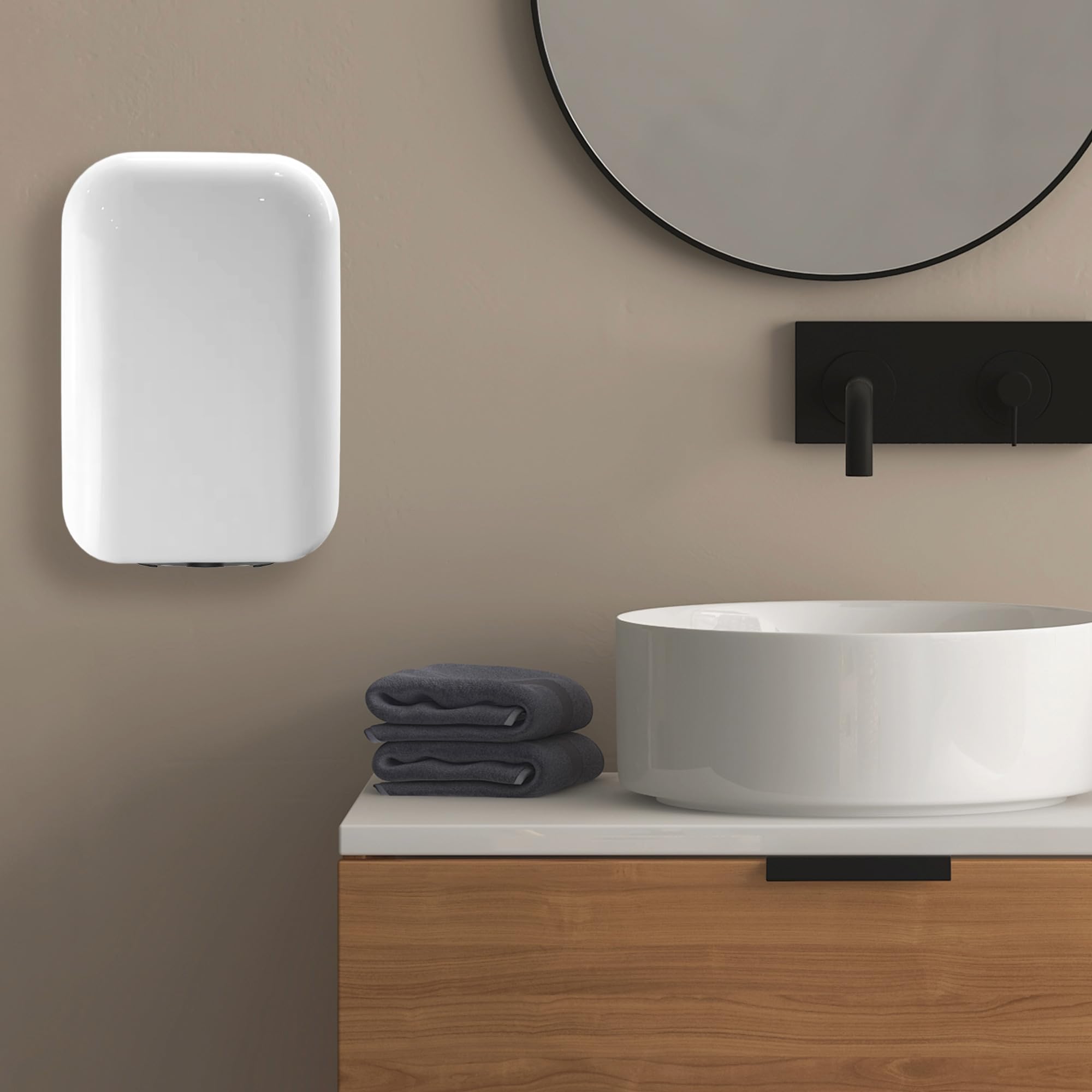 AURA LUXURY COLLECTION Secador de manos automático de alta velocidad con filtro HEPA E11 – Motor DC de larga duración, silencioso, sensor de infrarrojos, protección múltiple, carcasa ABS (blanco)