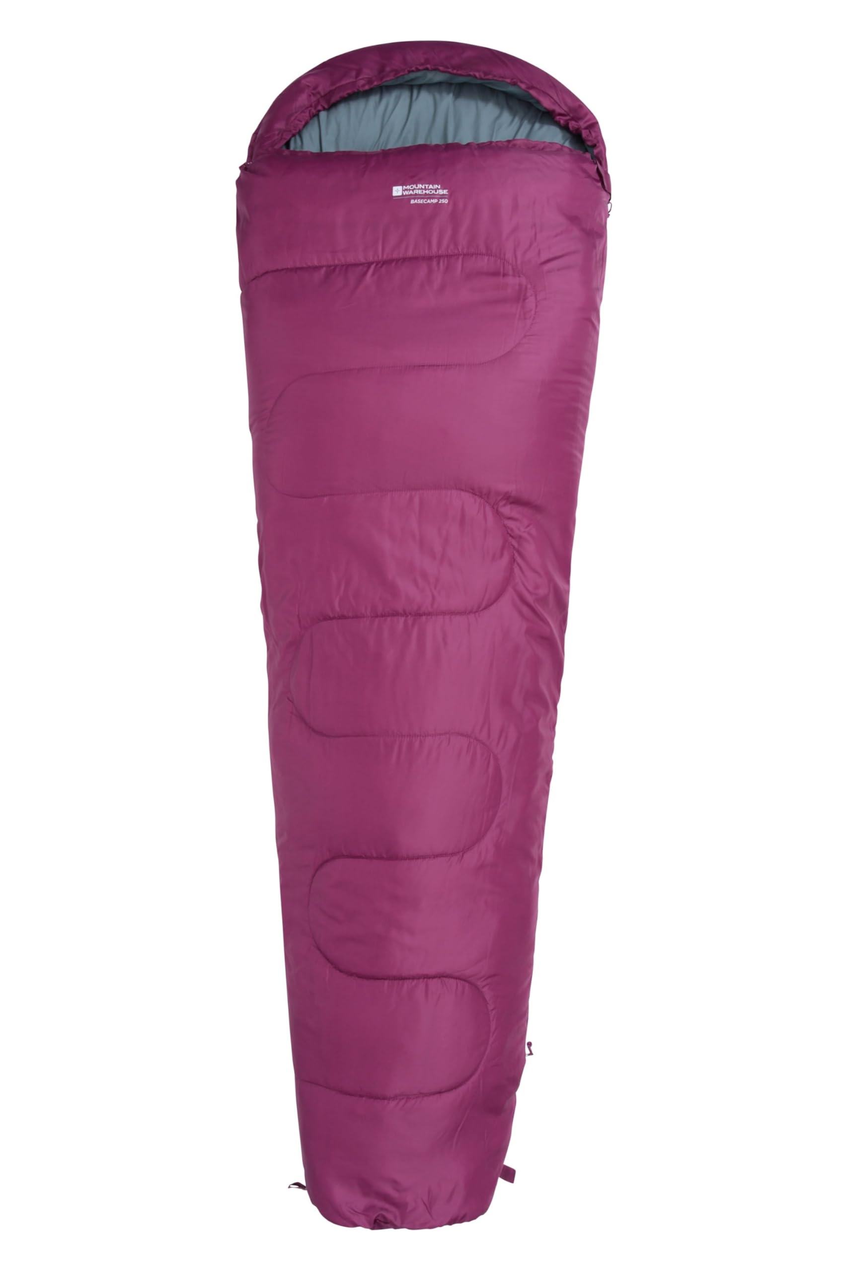 Mountain Warehouse Sleeping Bag - Basecamp 250 - Camping Spring Summer Season Lightweight Compact - For Spring Summer, Camping & Trekking Berry