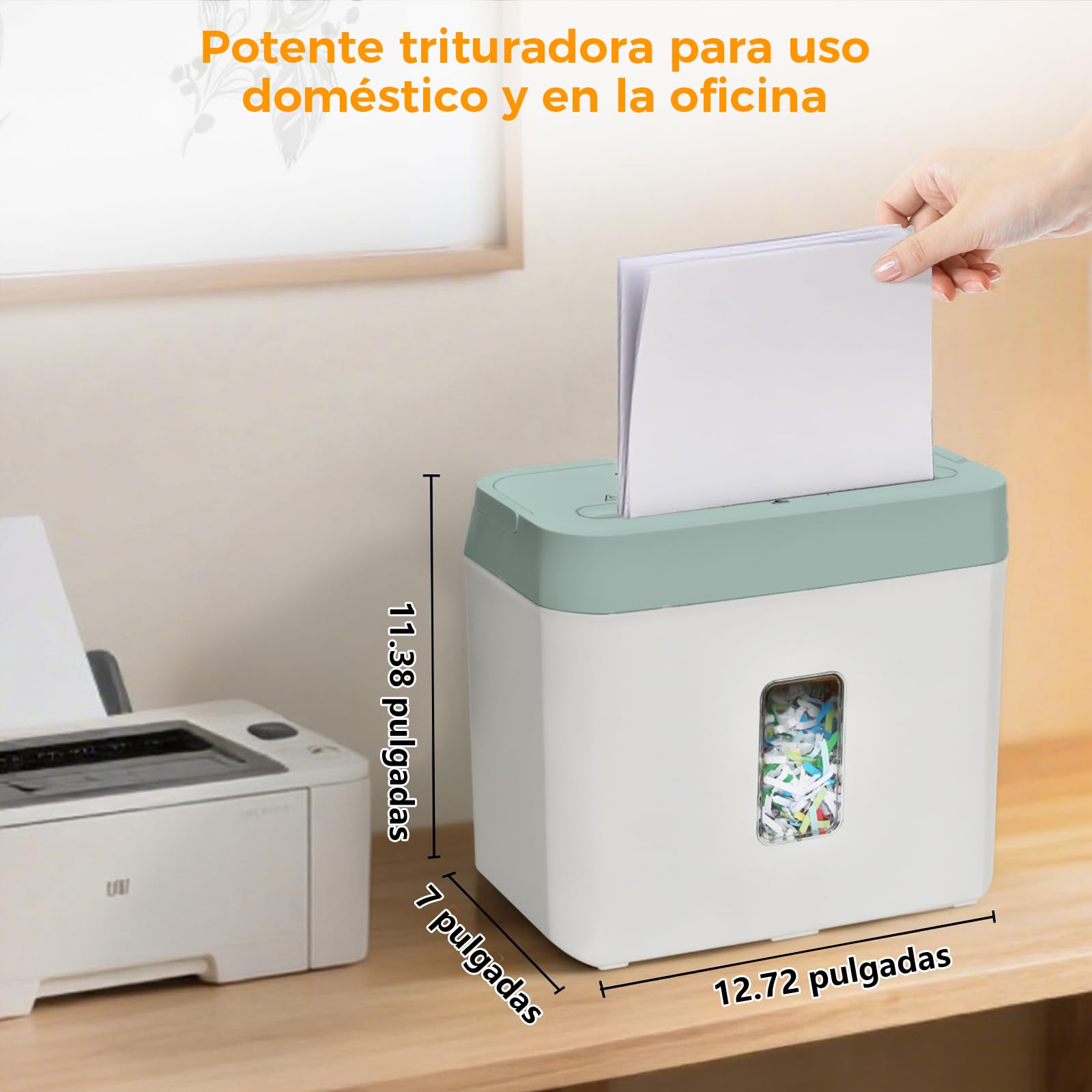VidaTeco Destructora de Papel, destruye 6 Hojas a la Vez P4 destructora | Puede triturar Tarjetas de crédito y Clips de Oficina con un contenedor de residuos de 8 litrospara oficina y hogar