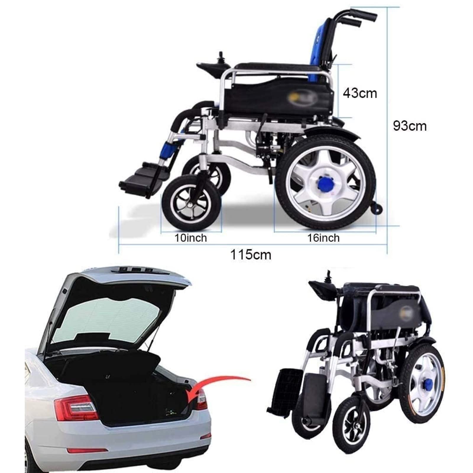 Silla de ruedas eléctrica for adultos, silla de ruedas eléctrica compacta de 12 AH: eléctrica o de manipulación manual, sillas de ruedas motorizadas todo terreno for viajes en interiores y exteriores