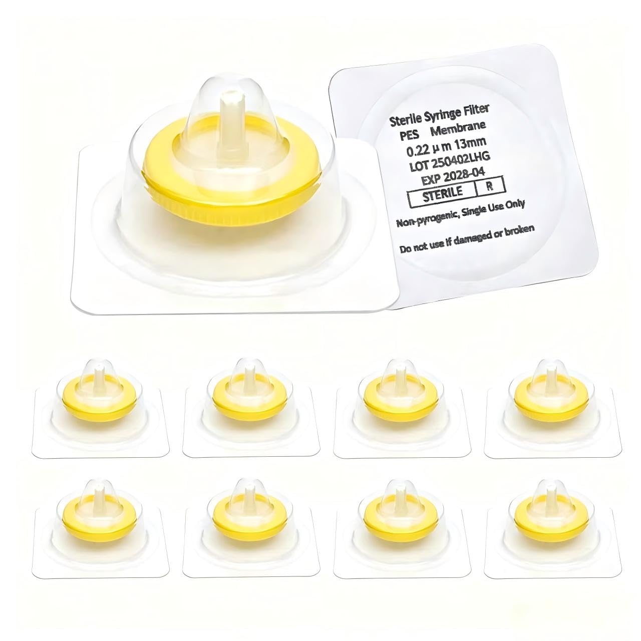 50PCS Sterile PES Syringe Filters,13mm,0.22um,Individually Packed