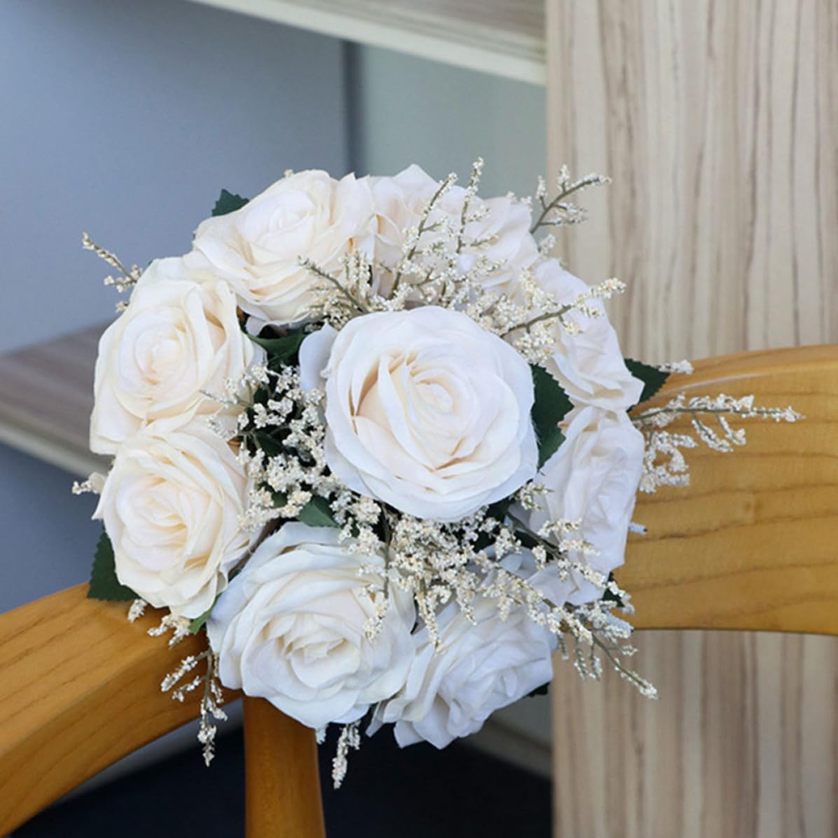 BESPORTBLE 2 Pezzi Bouquet di Rose Artificiali Bianche per Nozze e Foto