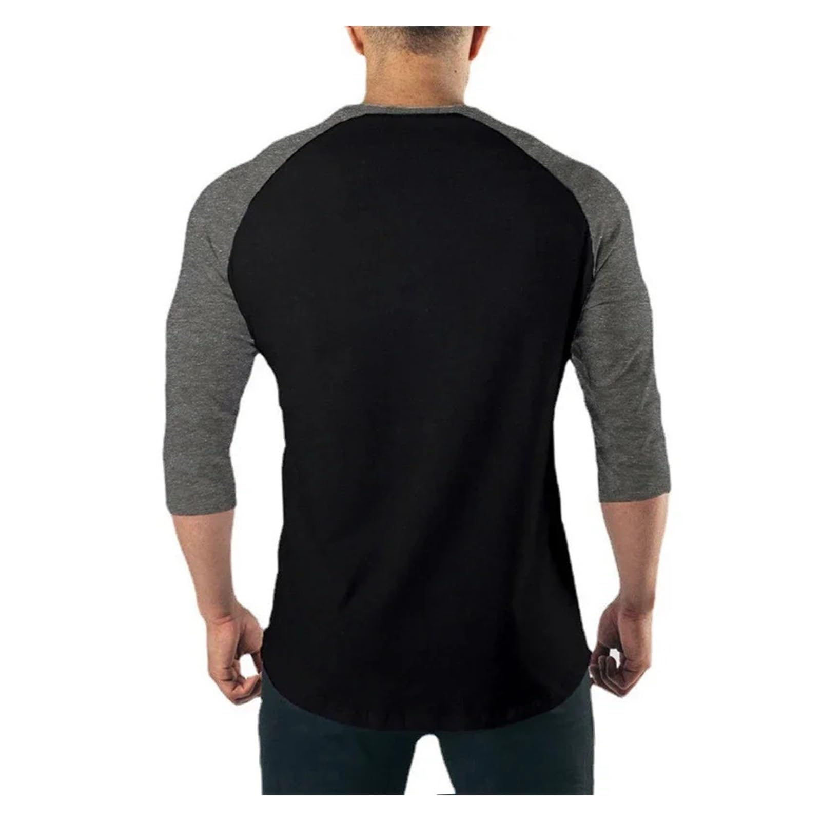 Camicia Fitness Tinta Unita con Maniche a Tre Quarti Abbigliamento da Allenamento Uomo T-Shirt in Cotone Traspirante Slim Fit Bodybuilding Palestra per Ciclismo Fitness Allenamento Sportiva