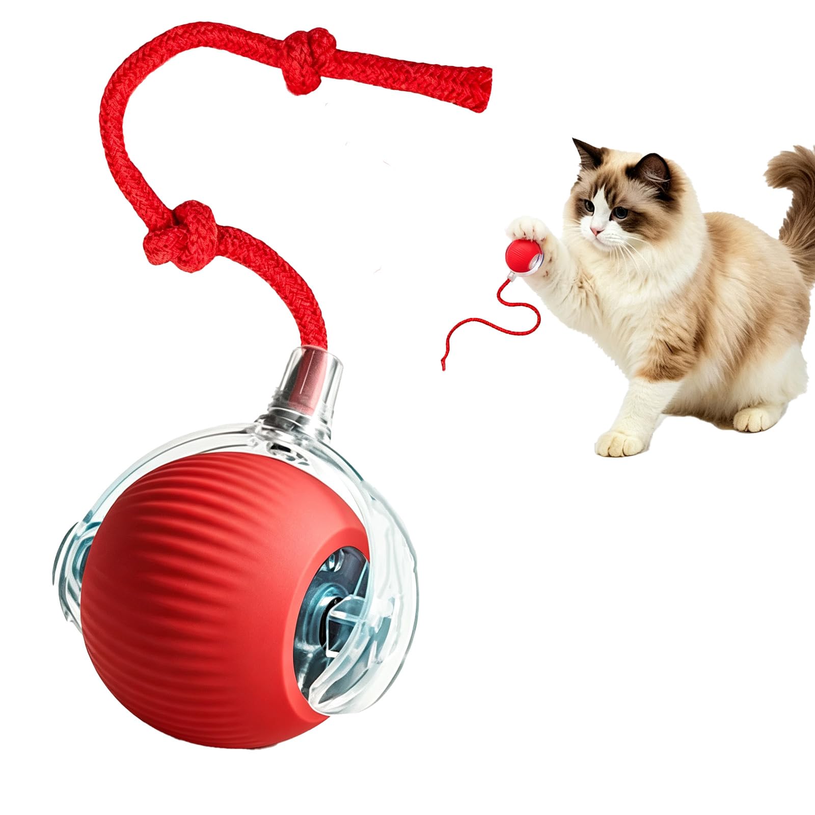 Interactive Cat Toy Ball, Smart Automatic Moving Electric Pet Toy for Indoor Cats Dogs, USB Rechargeable Interactive Dog , Active Rolling Chase Toy for Boredom Relief & Exercise (Red, 6cm)