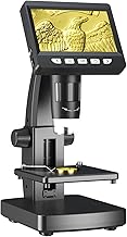 Mikroskop für Erwachsene, 500-fache Vergrößerung, Münzmikroskop mit 8 verstellbaren LED-Leuchten, LCD-Digitalmikroskop für Windows/MacOS, 10,9 cm, Schwarz