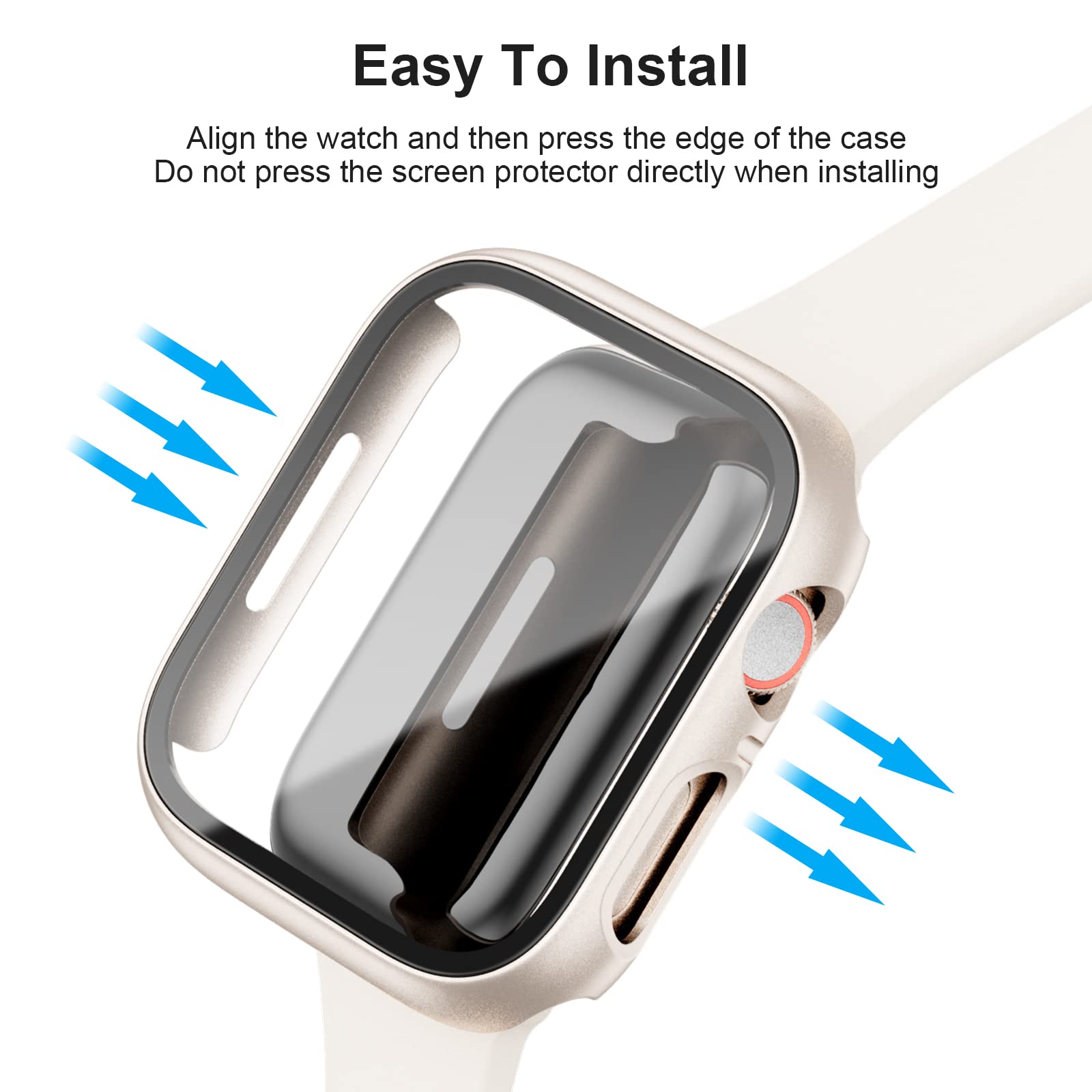 Custodia rigida per Apple Watch serie SE/6/5/4 da 40 mm con pellicola protettiva in vetro temperato, resistente ai graffi ad alta definizione per accessori Apple Watch (10 colori, 40 mm)