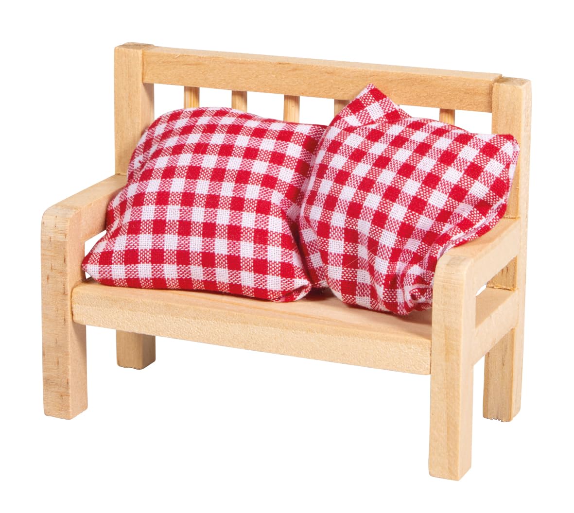 Rayher Neutral Mini Wood Bench, Fsc 100 Percent, 8X3.5x6.2cm, -2 Cushions, Tab-Bag 1Set, 46820000