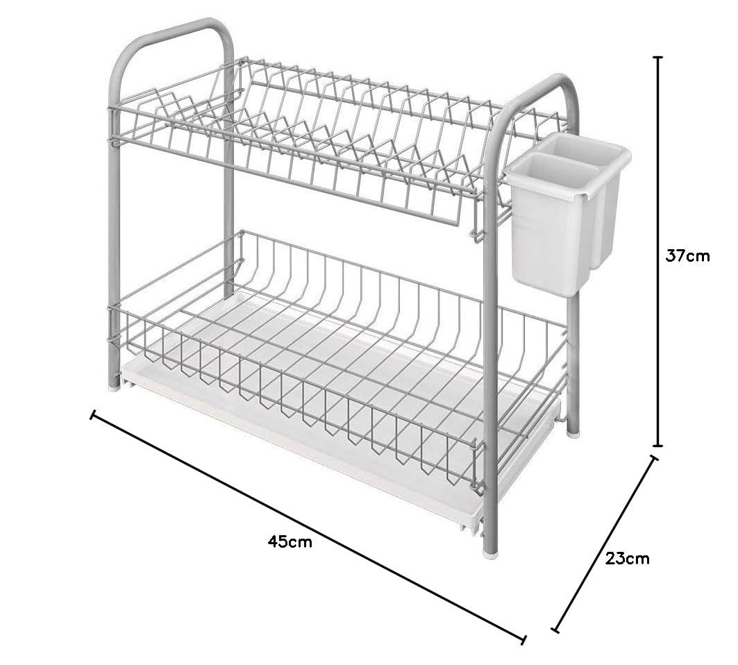 METALTEX Double Tex Drainer with Tray and Cutlery Metal White 45 x 23 x 37