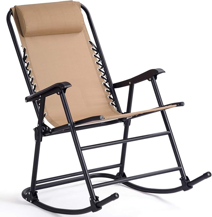 Goplus Folding Rocking Chair, Zero Gravity Rocking Beach