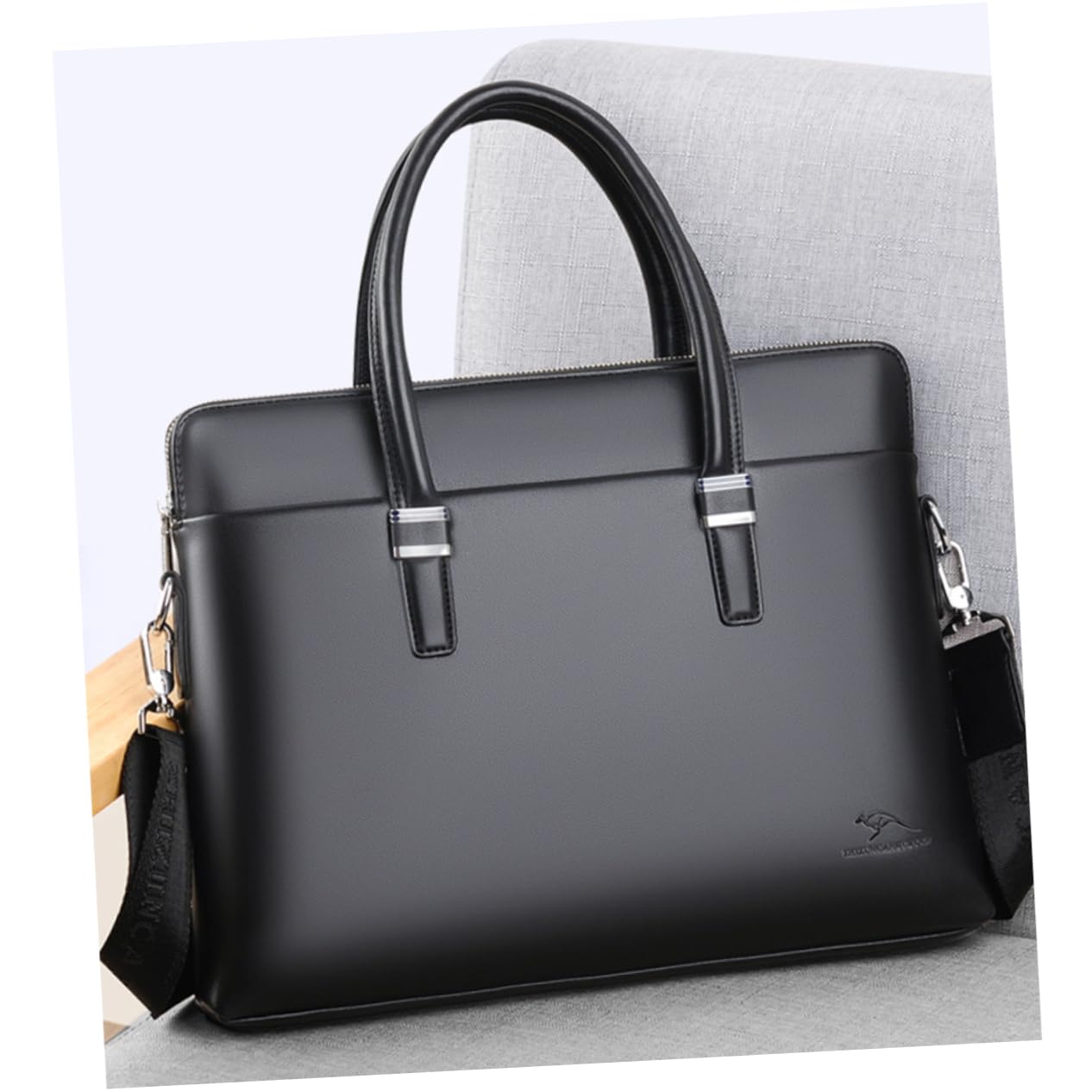 Sacoche ordinateur portable cuir vachette noir mallette affaires luxe - 8