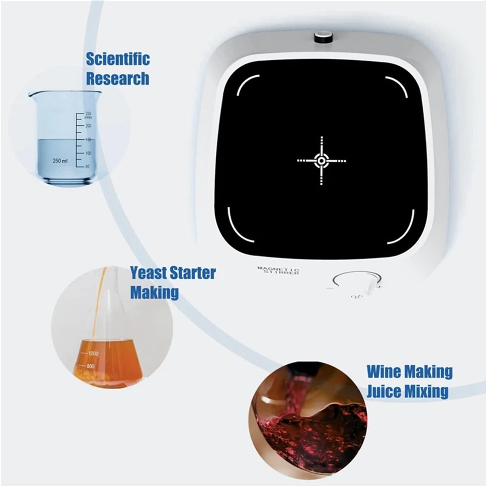 Miscelatore Vortex Agitatore magnetico, piastra di agitazione con 3 barre di agitazione (senza riscaldamento), capacità 3000 ml, miscelatore magnetico