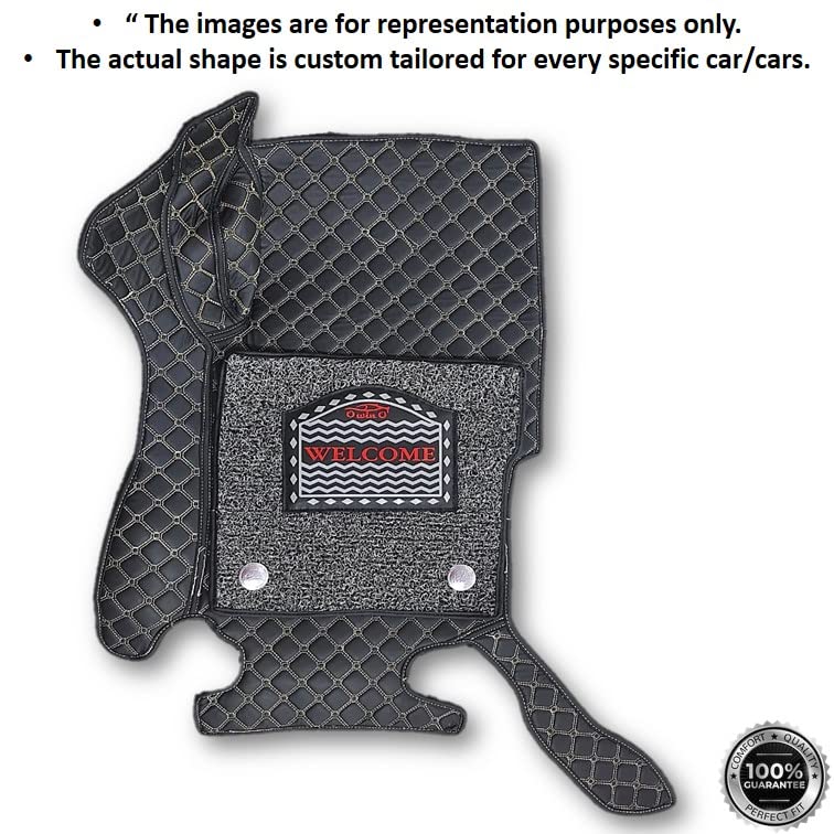 Image of 7D Mat for Marazzo Car Floor Mat with Free Bumper Protector, Year: 2018-22, 100% Company Assured, Washable, Grass Mat Attached (Black, Mahindra Marazzo)