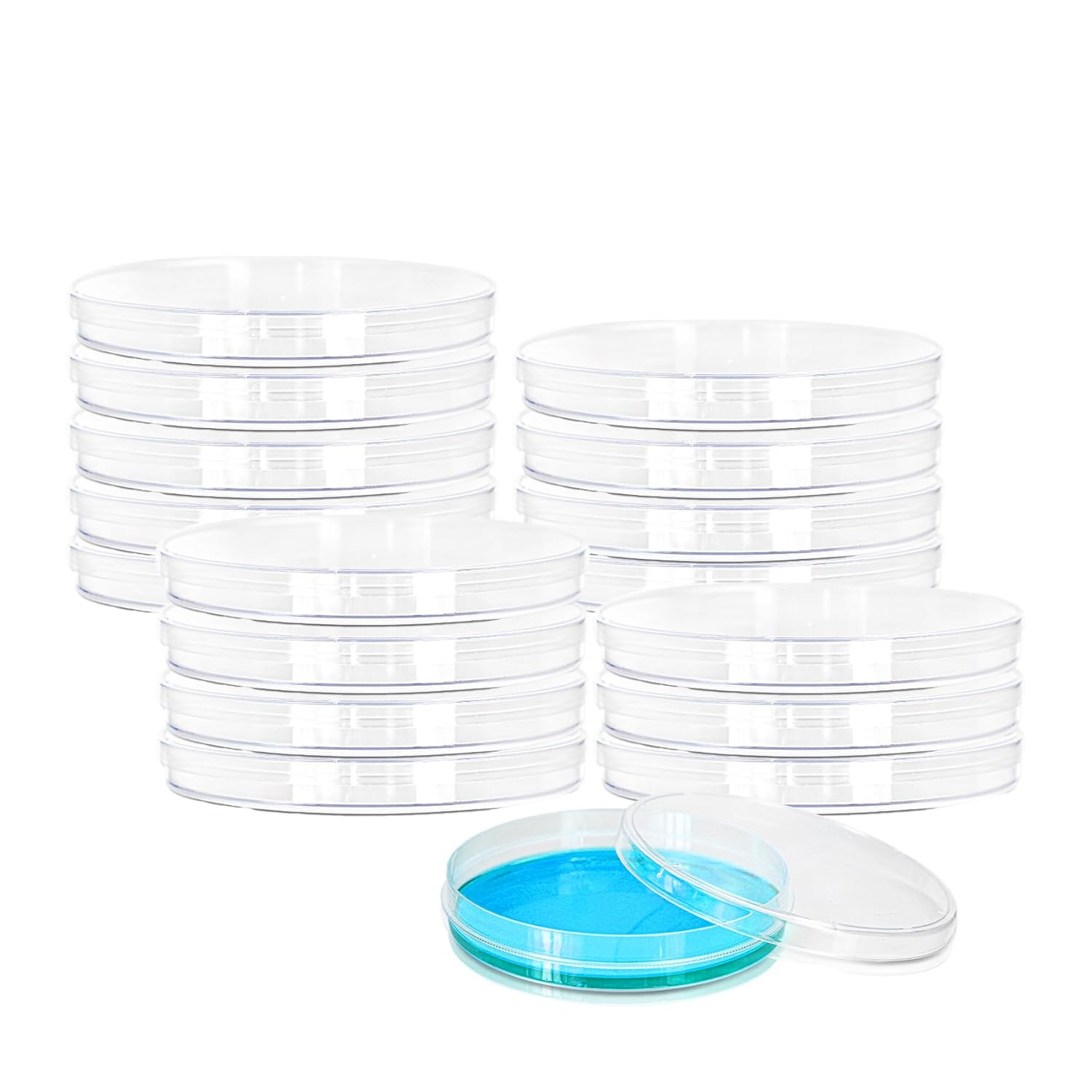 PEKYBIO Sterile Plastic Petri Dishes with Lid, 90mm Dia x 15mm Deep, 120 Pack