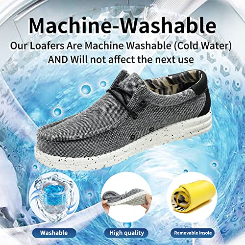 Men's Machine Washable Loafers Lace Up Slip On Casual Comfortable and Breathable Boat Shoes for Work Lightweight Soft Sole Traveling Shoes Gifts for Men Zapatos para Casuales2