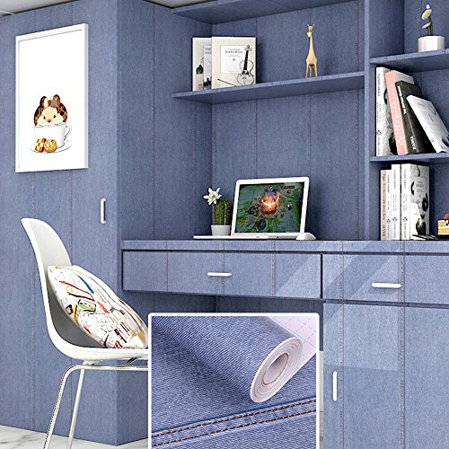 Yifely Blue Denim Pattern Self-Adhesive Pvc Shelf Drawer Liner Home Decor 17X118 Inch Christmas #TOP12