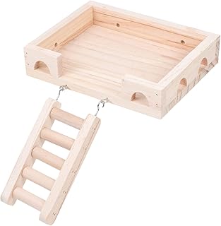 DRESSOOS Hamster Em Pé Com Escada Ponte De Escada De Madeira Hamster Pequenos Brinquedos Brinquedos De Cobaia De Madeira Gerbil Escada De Escalada Plataforma De Hamster Com Escada Placa De