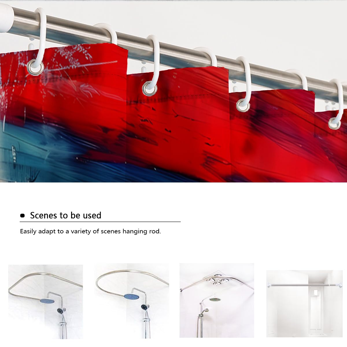 Rideau de Douche Salle de Bain Peinture à Huile Abstraite 180 x 180 cm