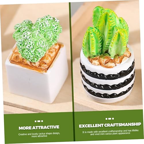 Miniatura 7 de jojofuny 4 piezas de resina de casa de muñecas de bonsái para adorno muebles de cactus suculentas en miniatura adornos únicos para escritorio en