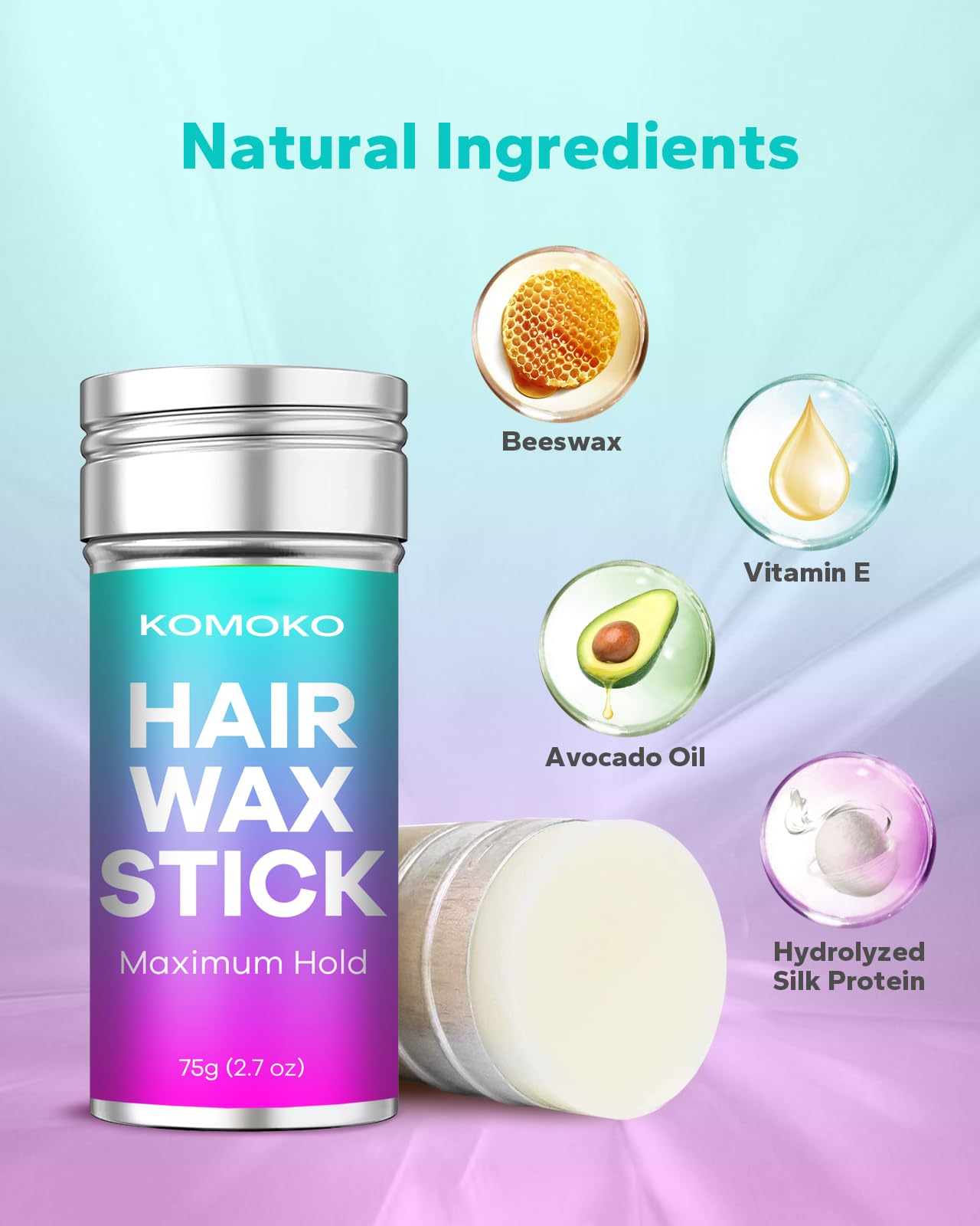Amazon.com: Komoko Hair Wax Stick (2.7 oz), Wax Stick for Hair