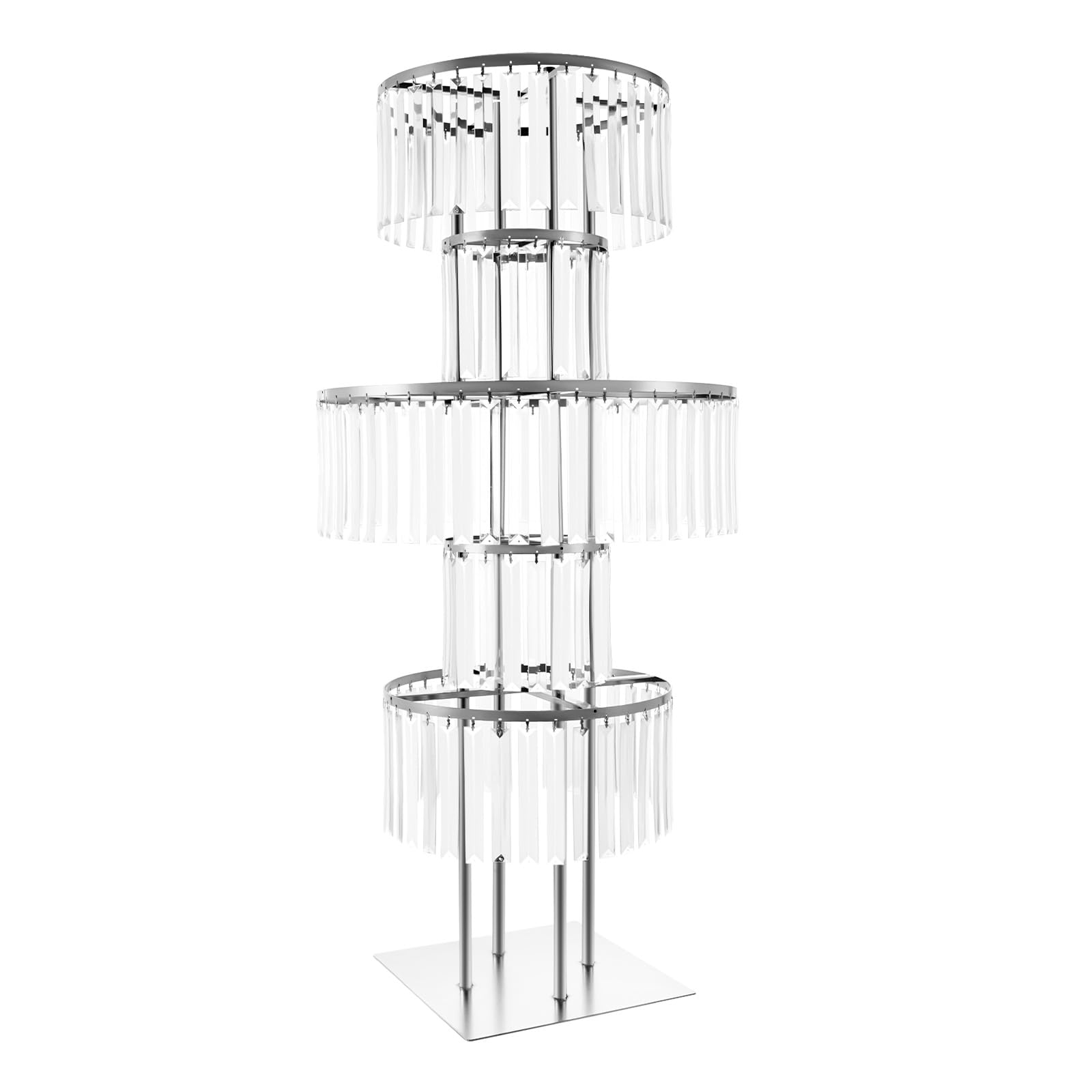5 livelli di cristallo per matrimonio, colonna di fiori, altezza 110 cm, supporto decorativo in metallo, per matrimonio, fidanzamento, compleanno, decorazione da tavolo, argento