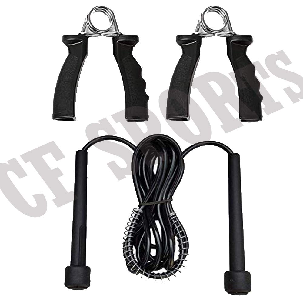 CF Polyvinyl Chloride Sports Skipping Rope and Hand Gripper Combo Pack for Men Gym Women For Weight Loss (Black) (B08B4TZN7J) Amazon Price History, Amazon Price Tracker