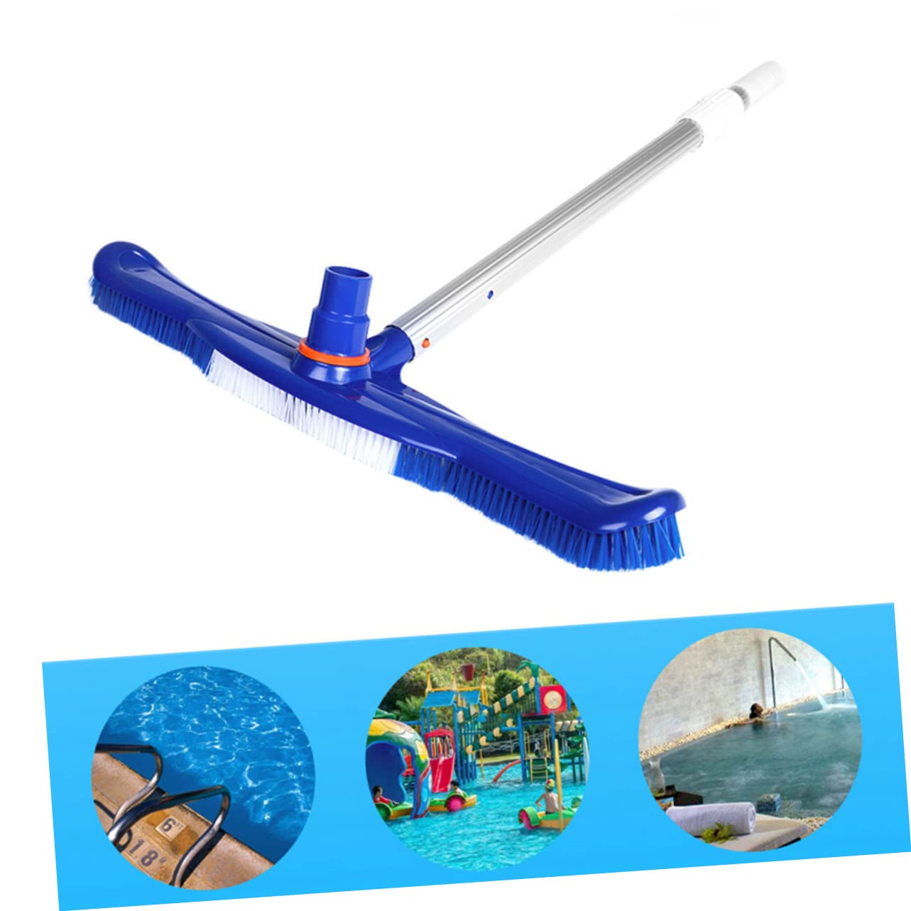 Brosse de Nettoyage Robuste pour Piscine 20 Pouces en Plastique et Aluminium, Brosse Murale et Sol pour Balayage Humide ou Sec en Intérieur et Extérieur