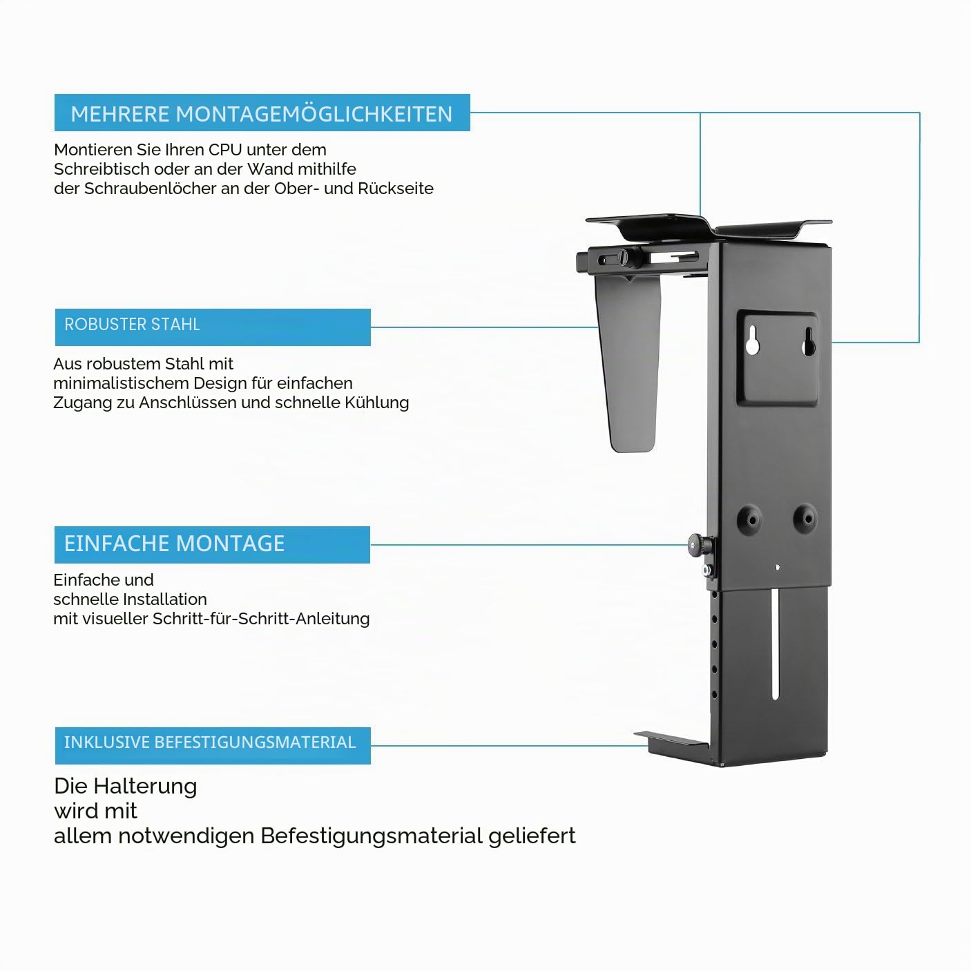 HumanCentric Verstellbare PC- und CPU-Halterung unter dem Schreibtisch