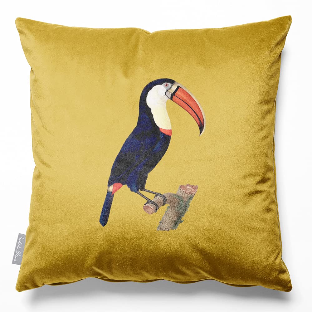Izabela Peters Toucan - Mustard Velvet Cushions - Eco-Friendly, 40 Cm, Chair & Sofa Cushions