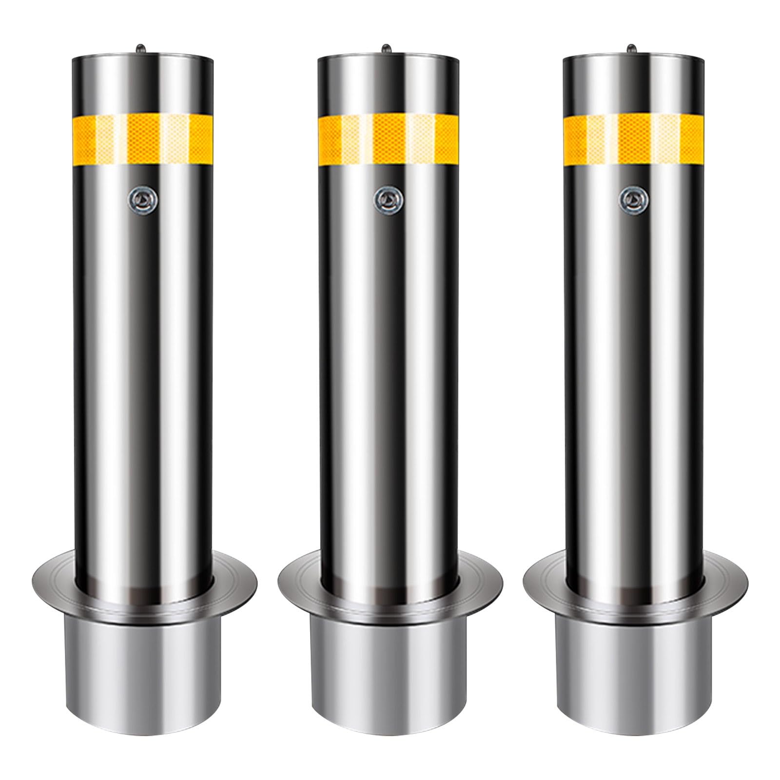 WOTZOV Steel Pipe Safety Bollard Post, Safety Parking Bollard, Removable Steel Bollards, Traffic Delineator Street Stanchions,3Pcs 75 * 15.9cm